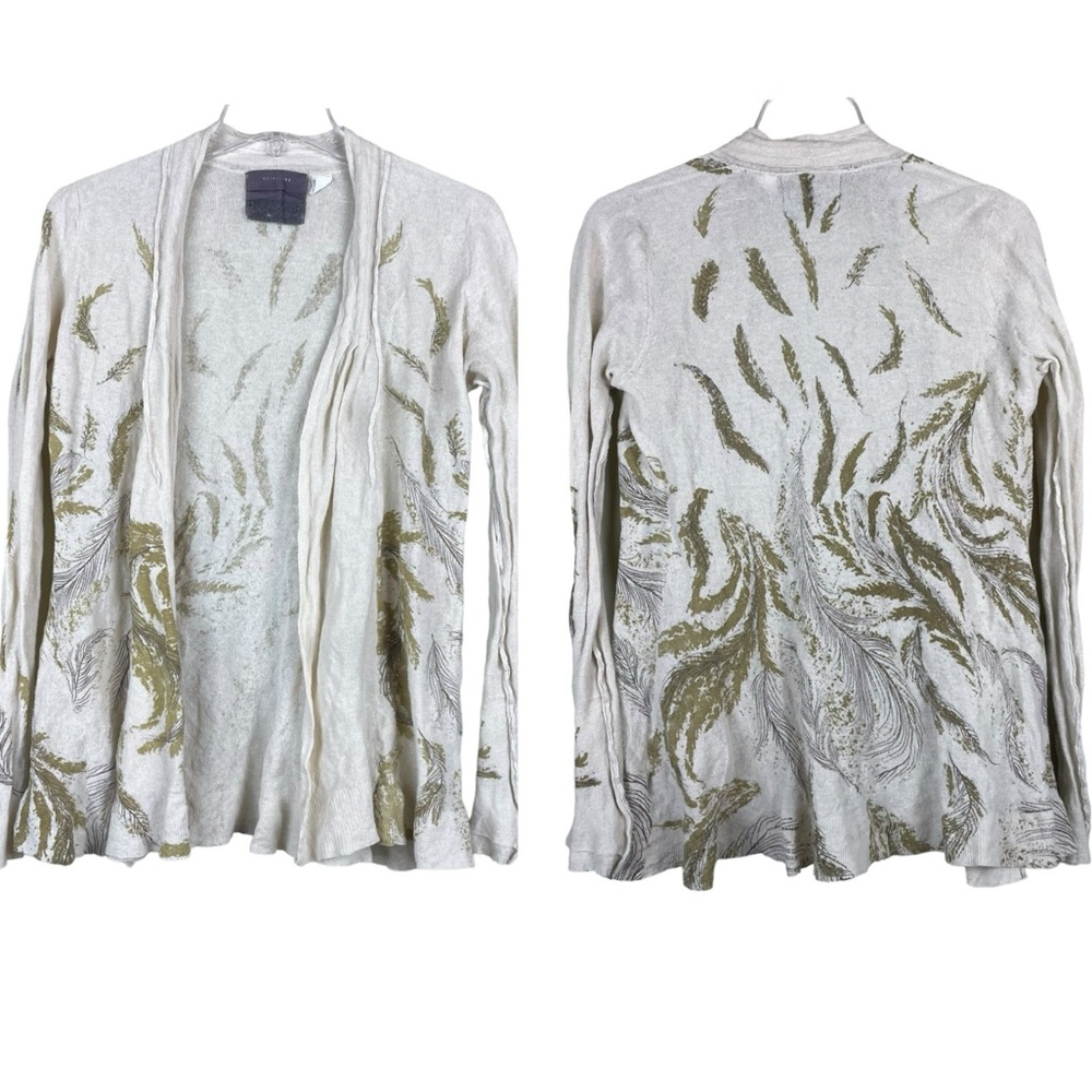 Guinevere Anthropologie Cotton & Metallic Fabric Cardigan Open Front Sweater SM